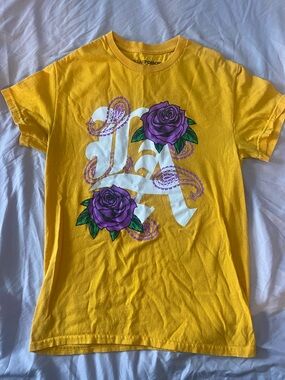 LA Graphic Rose Short Sleeve Tee - Yellow